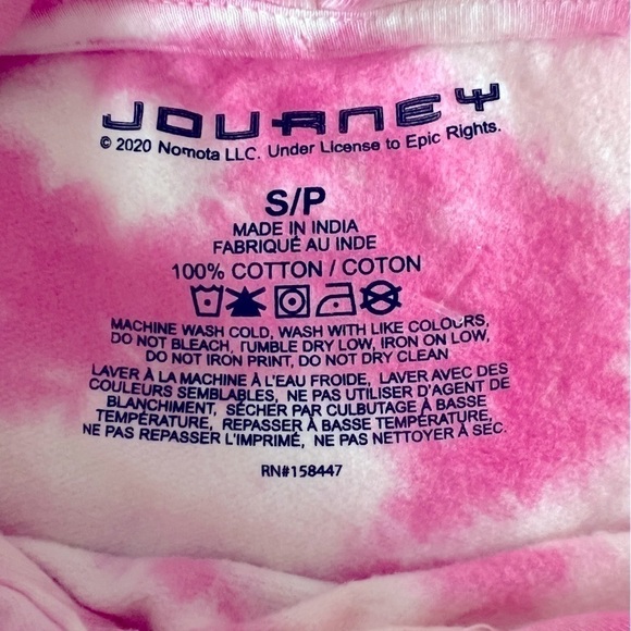 JOURNEY WORLD TOUR PINK TYE DYE SWEAT SHIRT HOODIE SIZE SMALL - Picture 5 of 6